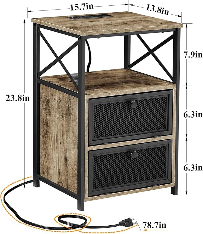 VECELO Grey Side End Tables - Image 3