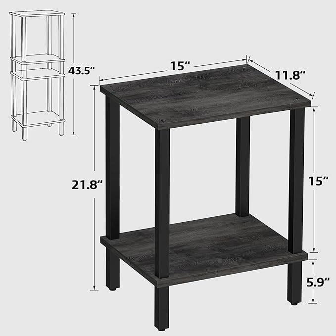 TUTOTAK End Table, Side Table, Nightstand, 2-Tier Storage Shelf, Sofa Table - Image 3