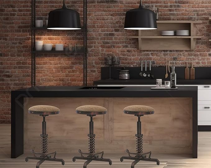 Topower Industrial Retro Vintage Farm PU Seat Tractor Stool Kitchen Swivel - Image 8