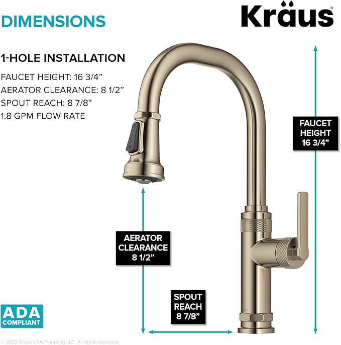 KRAUS Allyn Industrial Pull-Down Single Handle Kitchen Faucet in Spot-Free - Image 4