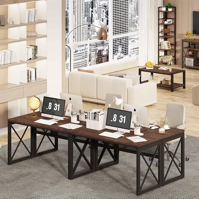 BON AUGURE Farmhouse Computer Desk, Modern Industrial Home Office Desks - Image 8
