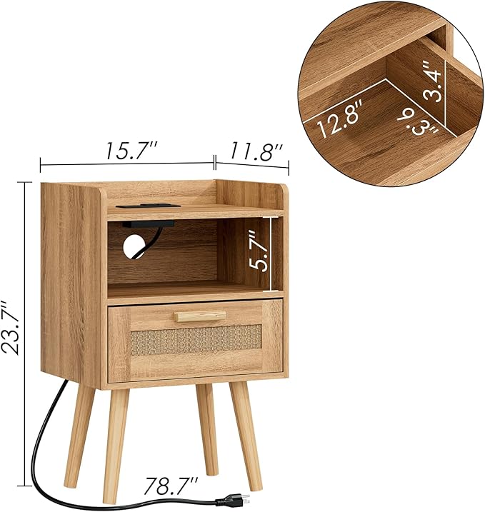 Masupu Nightstand, Small Bedside Table - Image 2