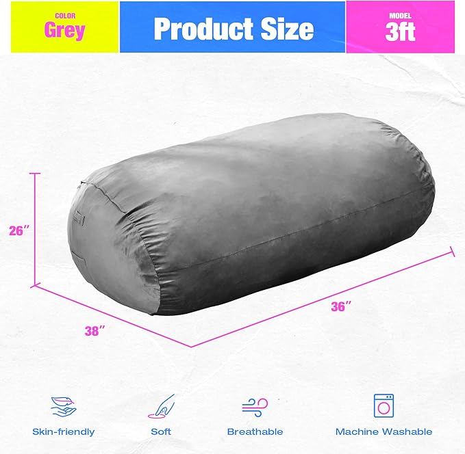 Hobestluk 3FT Bean Bag Chair Large Beanbag - Image 2
