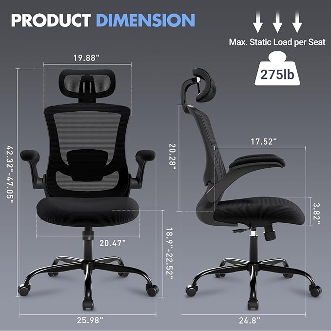 Ergonomic Office Chair with Adjustable Lumbar Support & Headrest – High Back - Image 3