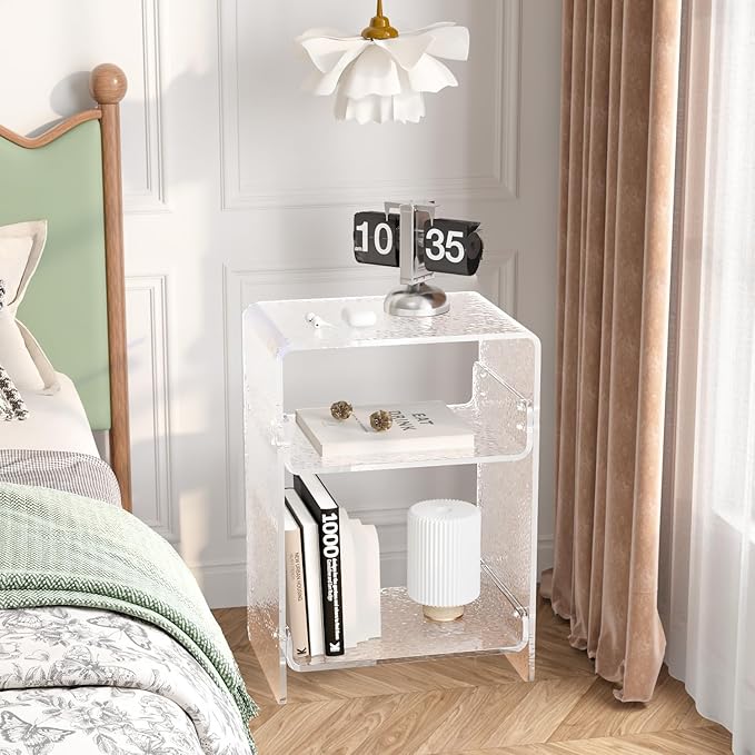 Clear Acrylic 3-Tier End Table/Nightstand – Sleek Bedside Storage - Image 6