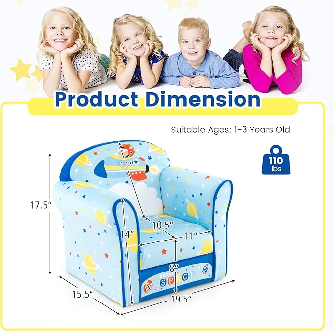 Costzon Kids Couch, Children's Sofa Armrest Chair - Image 3