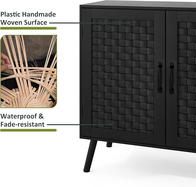 Black Buffet Sideboard Cabinet, Storage Cabinet - Image 3