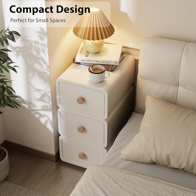 White Night Stand, Narrow Nightstand - Image 3