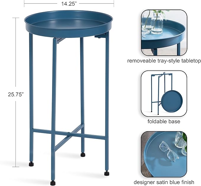 Kate and Laurel Celia Round Foldable Tray Accent Table - Image 3