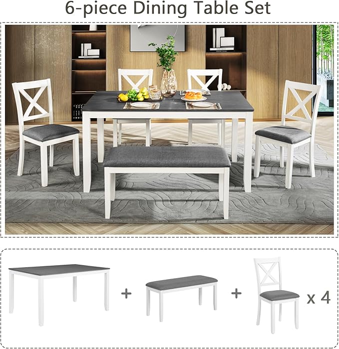 soges 6-Piece Kitchen Dining Table Set - Image 6