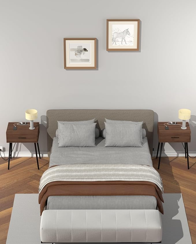 HAIOOU Set of 2 Mid Century Nightstand - Image 2