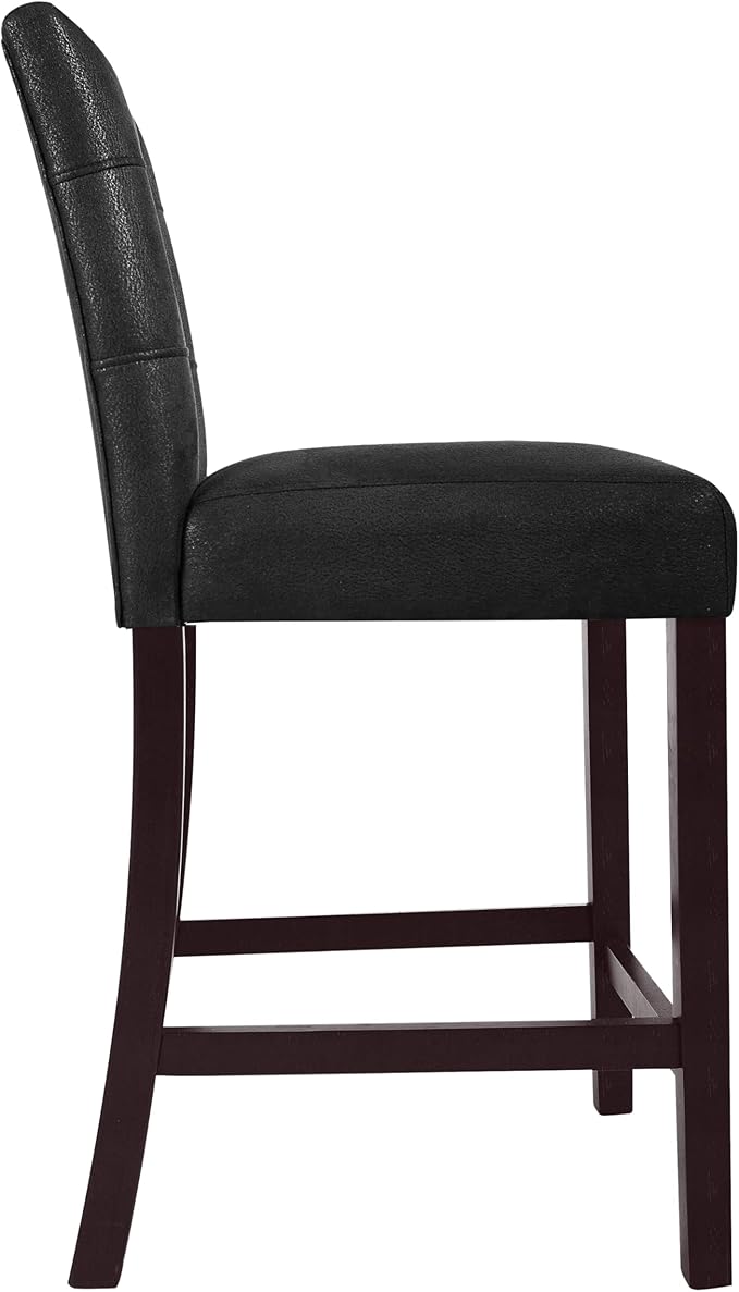 HomePop 24" Upholstered Button Tufted Leatherette Counter Height Barstool Chairs - Image 5