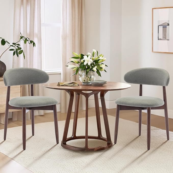 COLAMY Wooden Dining Chairs Set of 2, Modern Fabric Upholstered Kitchen Side by COLAMYINC