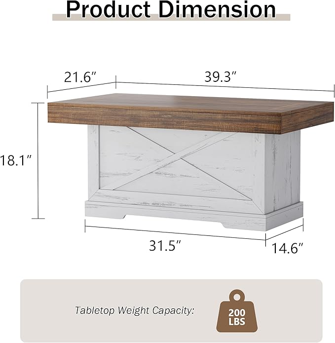 Coffee Table 39 in Farmhouse Center Table - Image 2