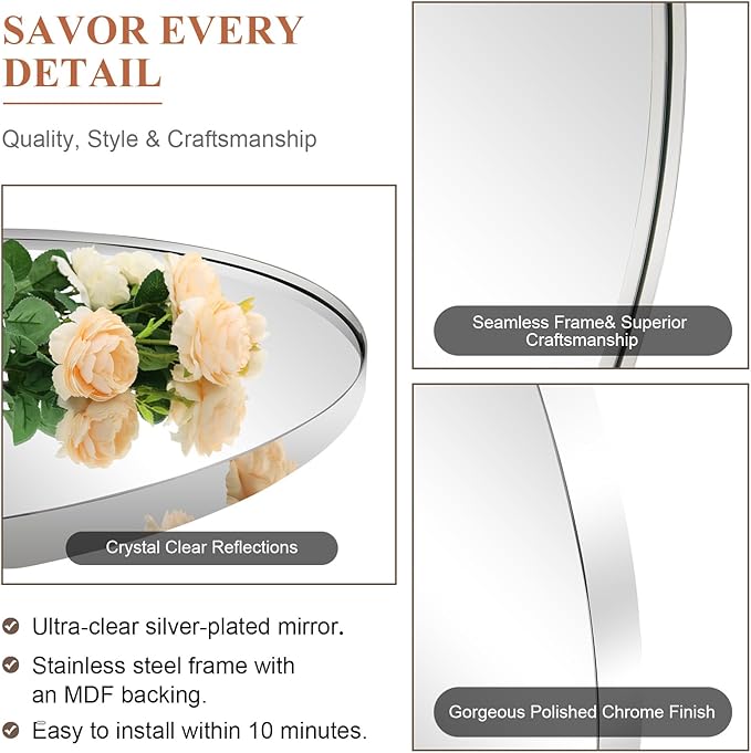 ANDY STAR Polished Chrome Oval Mirrors - Image 3