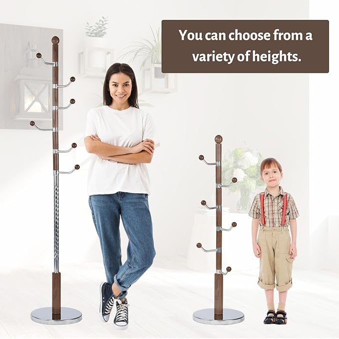 Coat Rack Freestanding, Metal Wooden Coat Tree - Image 6