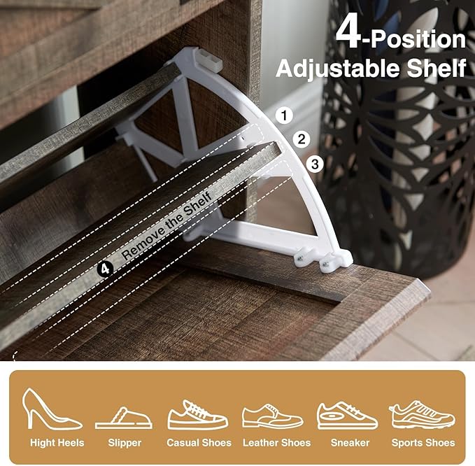 Shoe Storage Cabinet, Farmhouse Shoe Organizer - Image 4