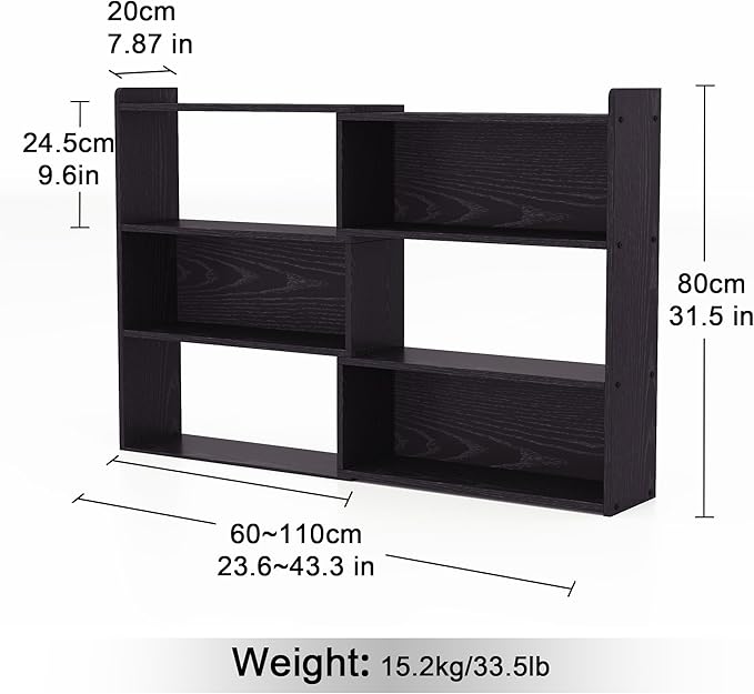 Open Shelf Low Bookcase, Wooden 4-Tier Floor Standing Expandable 25-47 inch - Image 2