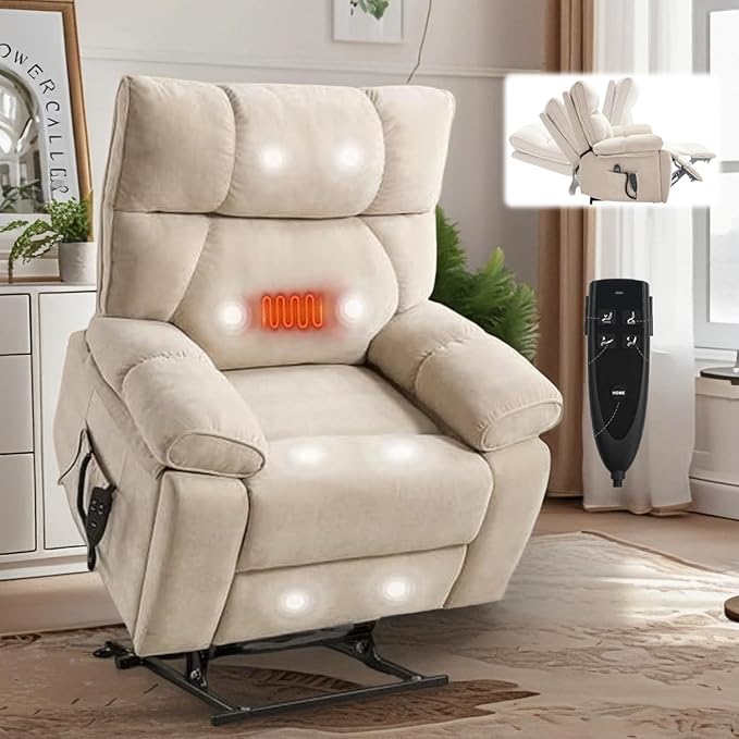 Dual Motor Power Lift Recliner Chair, 8 Positions Vibration Massage Recliner by Outdoorchairs