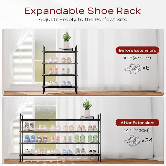 Bumusty 4-Tier Long Expandable Shoe Rack - Image 3