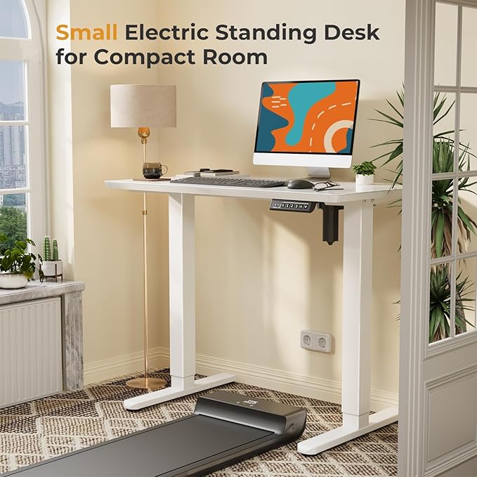 JOY worker Small Glass Standing Desk, Mobile White Sit to Stand Workstation - Image 5
