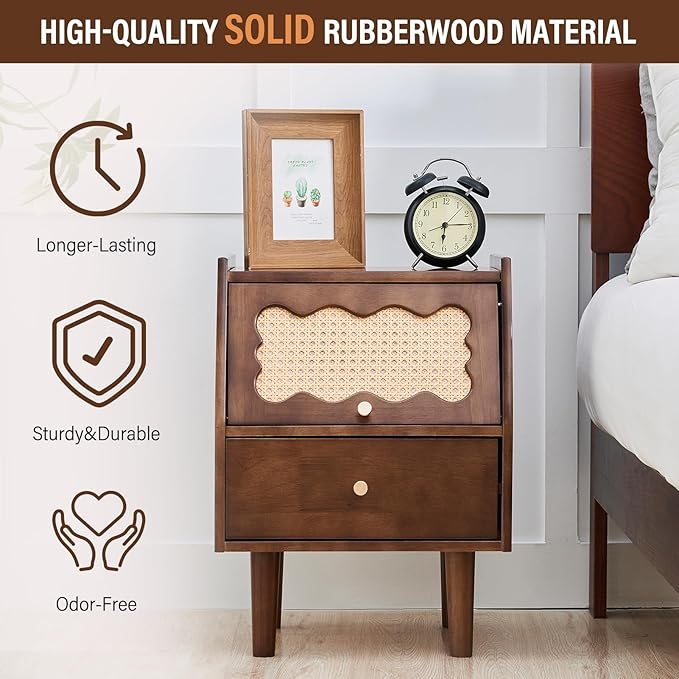 CozyDH Rattan Farmhouse Nightstand - Image 4