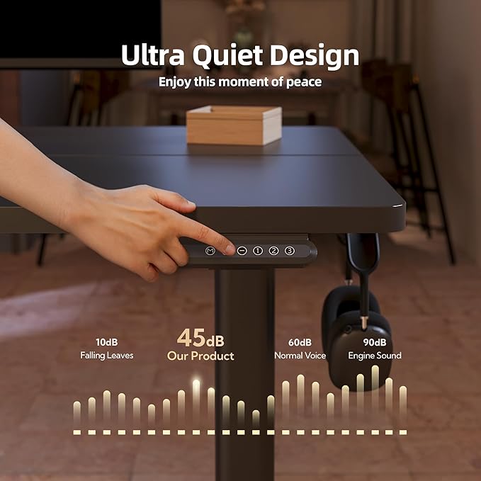 Seang Standing Desk with Adjustable Height, 48x24 Inch Electric Stand Up Desk - Image 6
