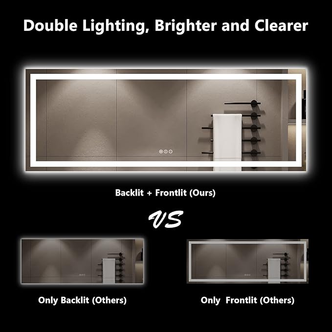 96x36 Inch LED Bathroom Mirror - Image 4