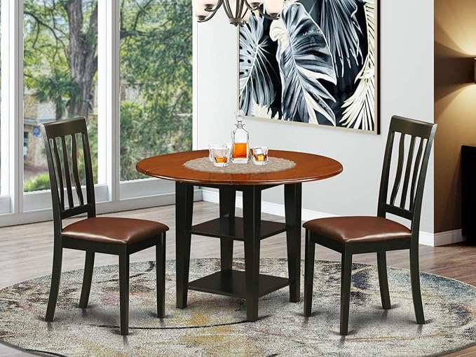 East West Furniture SUAN3-BCH-LC 3 Piece Dining Room Furniture Set Contains a - Image 6