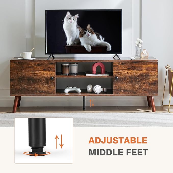 Sweetcrispy TV Stand for 55 60 inch TV, Modern Mid Century Entertainment Center - Image 6