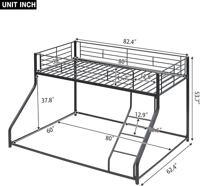 Twin XL Over Queen Metal Floor Bunk Bed - Image 2