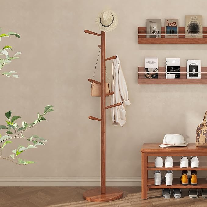 CozyDH Coat Rack Freestanding Solid Wood Coat Rack Stand, Coat Tree Freestanding - Image 5