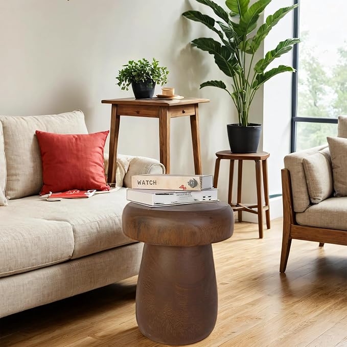 TORMAYS HOME Handmade Wood Side Table Tree Stump End Table Solid Wood Stool - Image 5