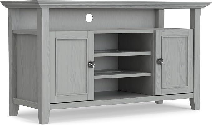 SIMPLIHOME Amherst 54-inch Wide Solid Wood TV Stand in Fog Grey, by SimpliHome