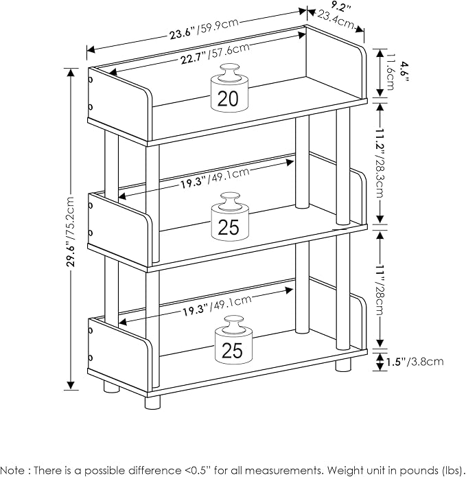 Furinno Turn-N-Tube 3-Tier Multipurposes Display Rack, Open Shelf Rack/Storage - Image 3
