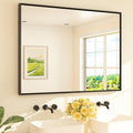 TETOTE Black Bathroom Mirror for Over Sink 48" x 36" Large Matte Black Beveled by TETOTE