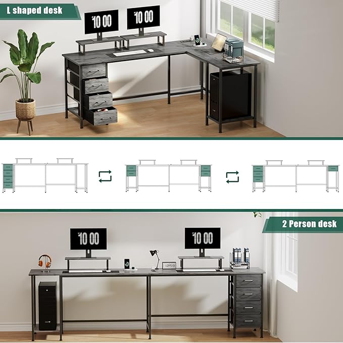 66" L Shaped Computer Desk, 94.4'' Home Office Desk - Image 6