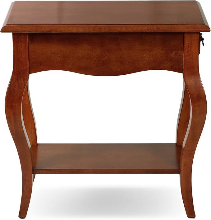 Leick Home Side Table, One Drawer, French Cabriole Leg, Solid Poplar, 12.5 in W - Image 4