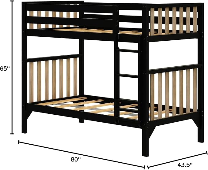 Max & Lily Bunk Bed, Scandinavian Modern Bunk Bed, Solid Wood Twin-Over-Twin - Image 2