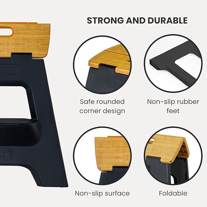 Vigar Compact Step Stool Foldable, 16-inch Two-Step Stools - Image 4