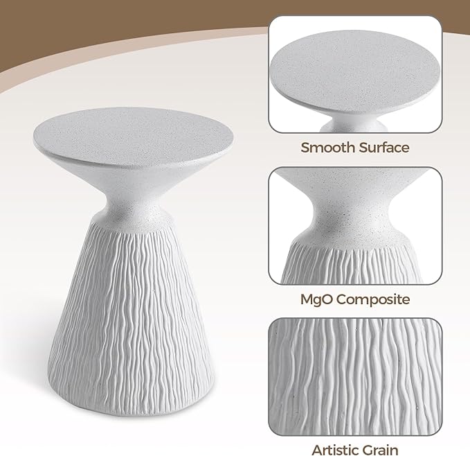 COSIEST Outdoor Side Table, Mushroom Shaped MgO Accent Table, Lightweight Patio - Image 4