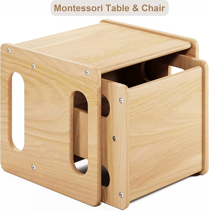 Montessori Weaning Table and Chair Set, Real Hardwood, Desk - Image 3