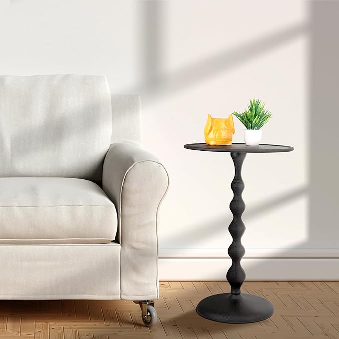 CLEENTABLE Pedestal Round Lightweight Metal Side Table - Image 2