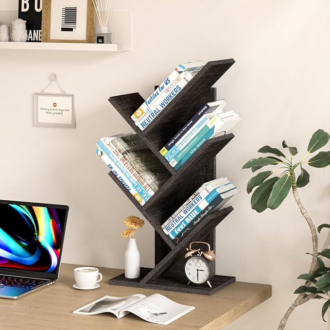 5 Tier Tree Book Shelf, Small Desktop Bookshelf - Image 7