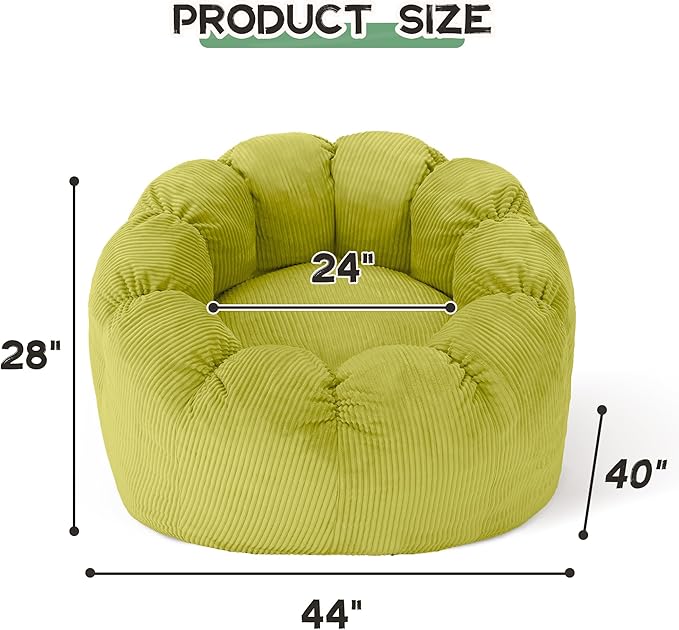 HABUTWAY Giant Bean Bag Chair for Adults/Kids/Teens, Pumpkin Bean Bag Couch - Image 2