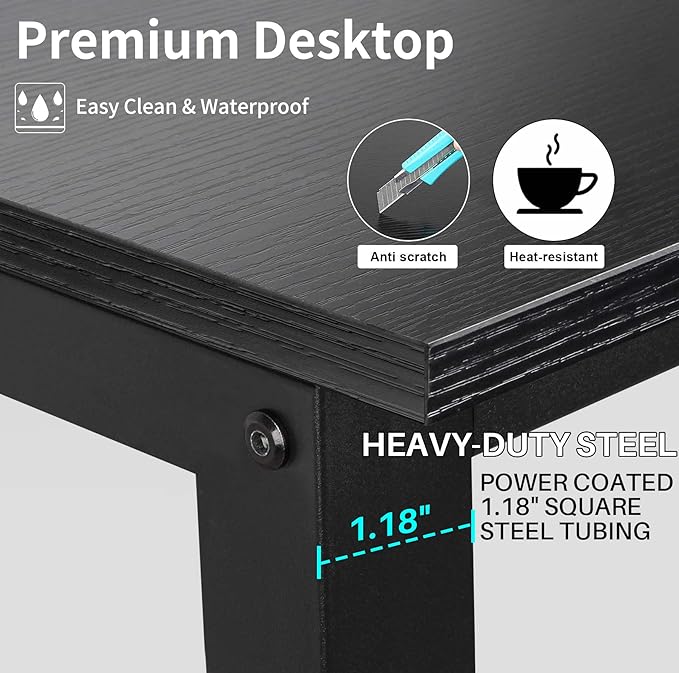 Aquzee Computer Desk with Hutch and Bookshelves, Large Leg Room 47 inch Width - Image 4
