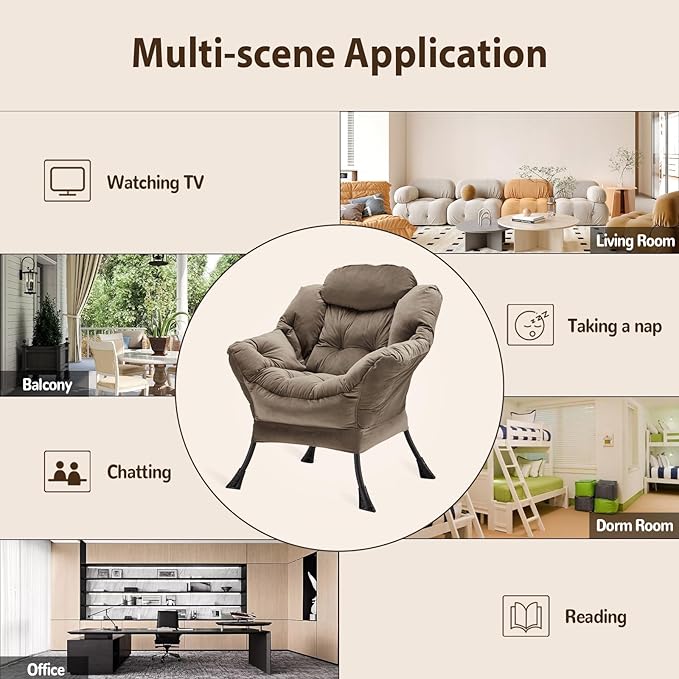 Lazy Chair Thick Padded, Comfy Velvet Accent Lounge Chair - Image 8