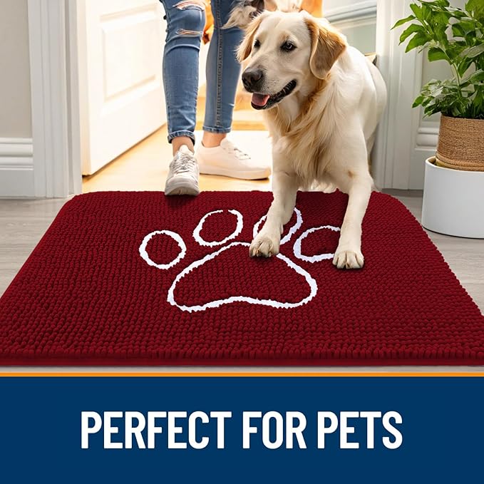 OLANLY Door Mat for Muddy Dog Paws 48x30, Ultra Absorbent Chenille Mud Doormat - Image 6