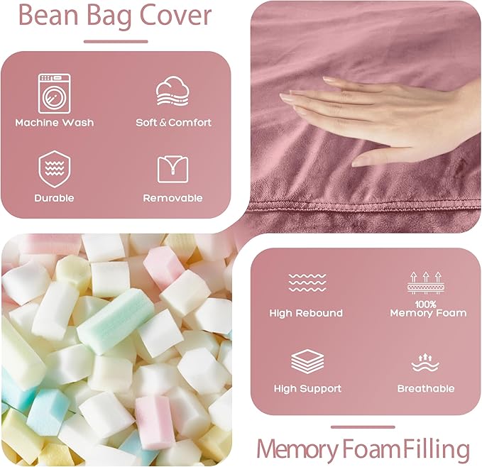 HABUTWAY Bean Bag Chair: Giant 4' Memory Foam Furniture Bean Bag Chairs - Image 5