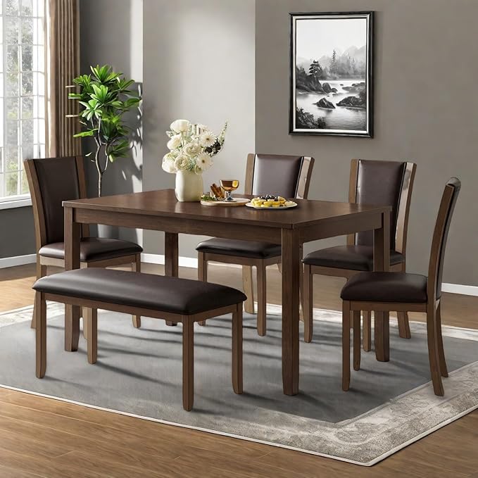 Dining Table Set for 5, 6-Piece Kitchen Table & Chairs Set by ChicFurnit